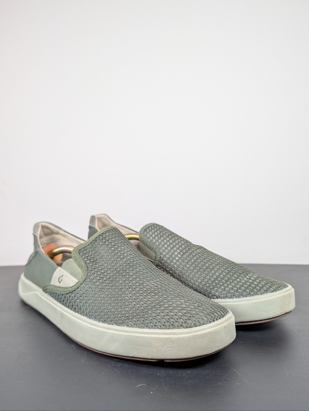 OluKai Lae'ahi Breathable Mesh Slip On Shoes Nene Green Mens 11 Drop In Heel